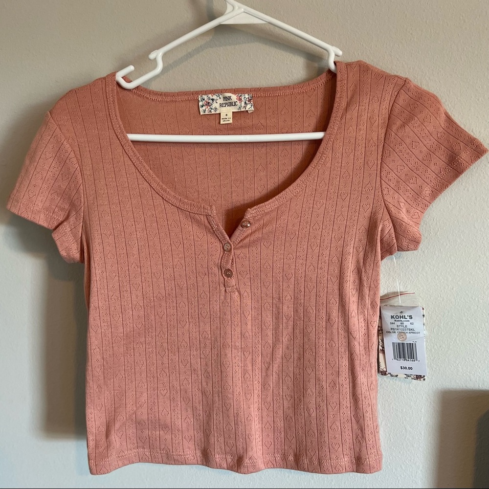 Pink Republic Heart Ribbed Crop Top